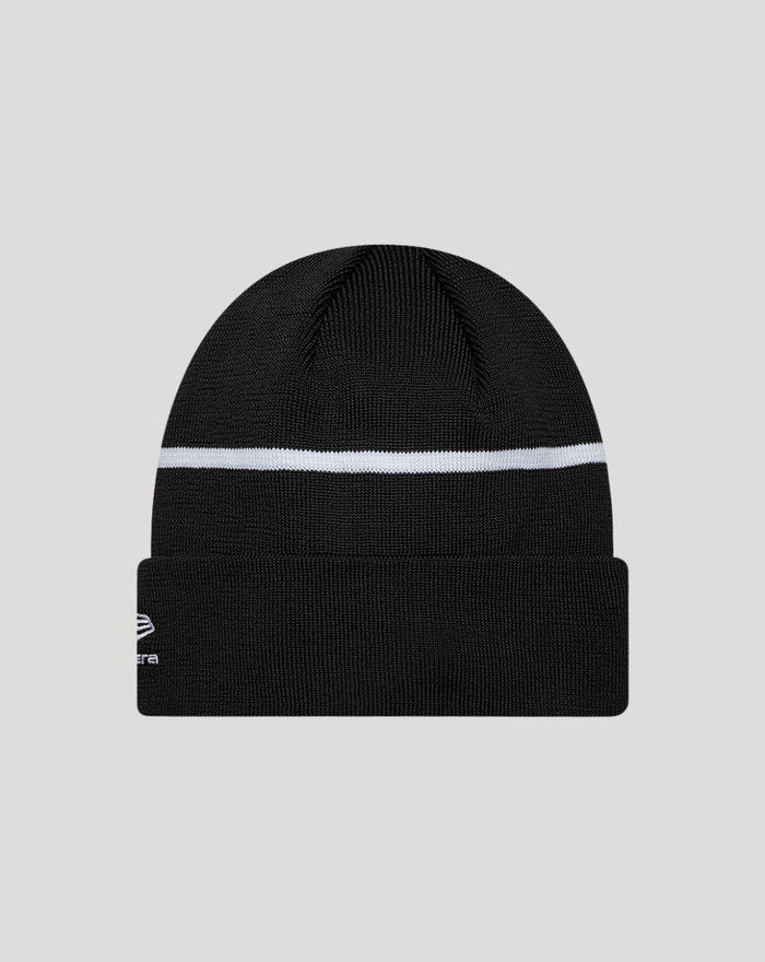 New Era Haas Team cuff beanie in black with a white stripe across the cuff