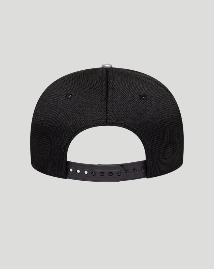 Back view of black New Era Haas Team Vegas 9Seventy cap with adjustable snap strap
