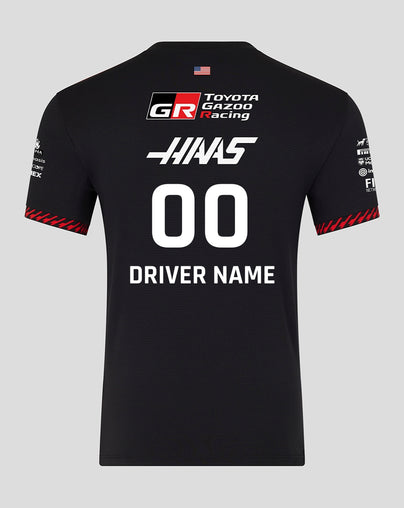 Official Haas Team Men's Personalised Driver T-Shirt - Caviar / Flame Scarlet