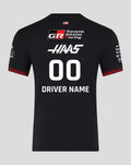 Official Haas Team Junior Personalised Driver T-Shirt - Caviar / Flame Scarlet