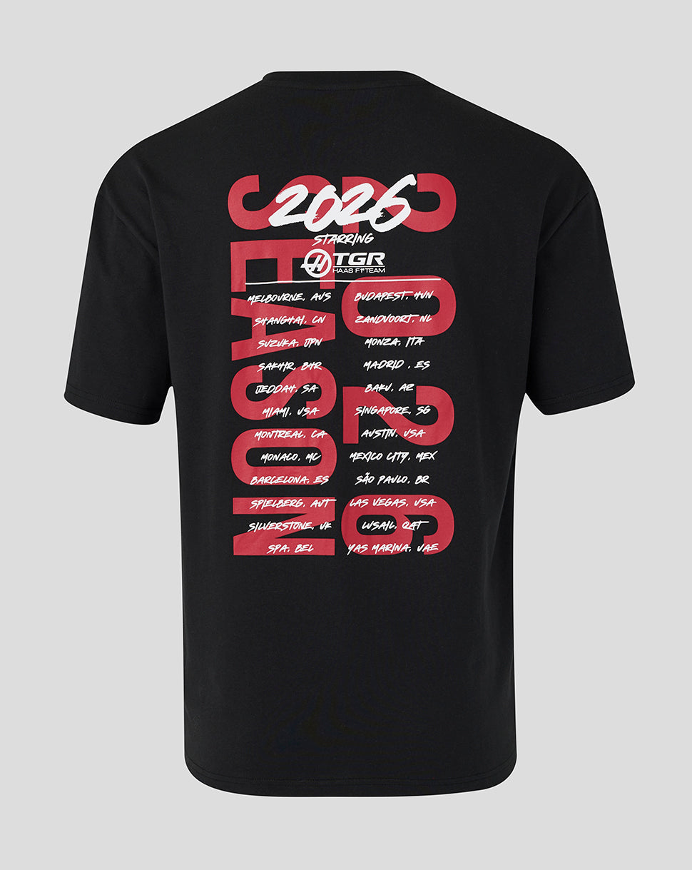 Official Haas Team Unisex World Tour Relaxed Fit T-Shirt - Black