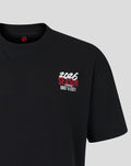 Close-up of black Haas World Tour T shirt left chest graphic featuring 2026 SEASON in white and red.