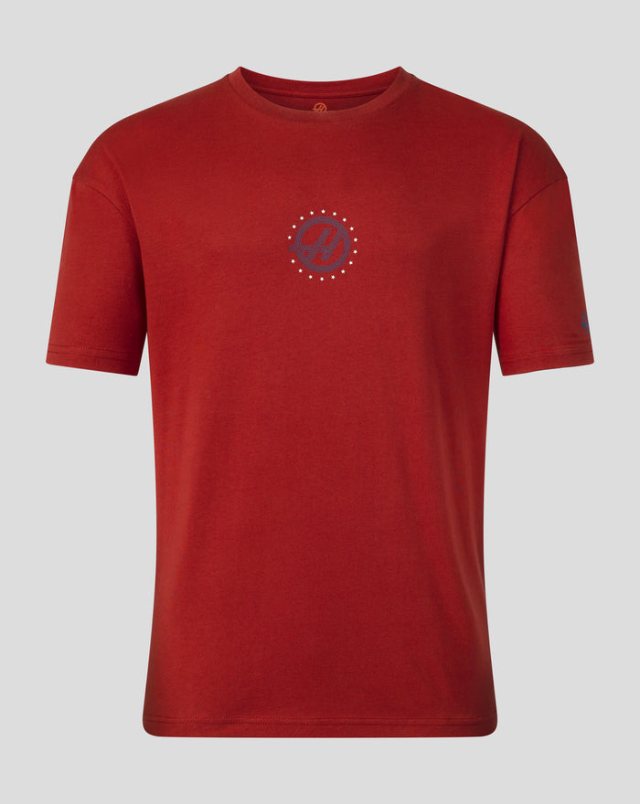 Official Haas Team Unisex USA Roundel T-Shirt - Red Dahlia