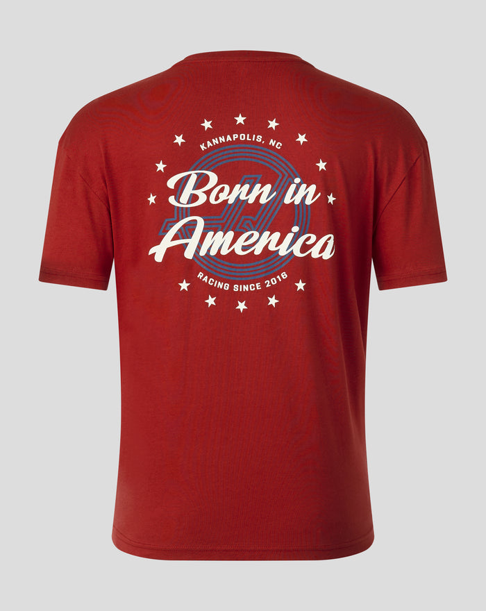 Official Haas Team Unisex USA Roundel T-Shirt - Red Dahlia