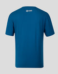 Back view of Poseidon blue Haas Team T shirt with small white TGR Haas F1 Team logo at upper back
