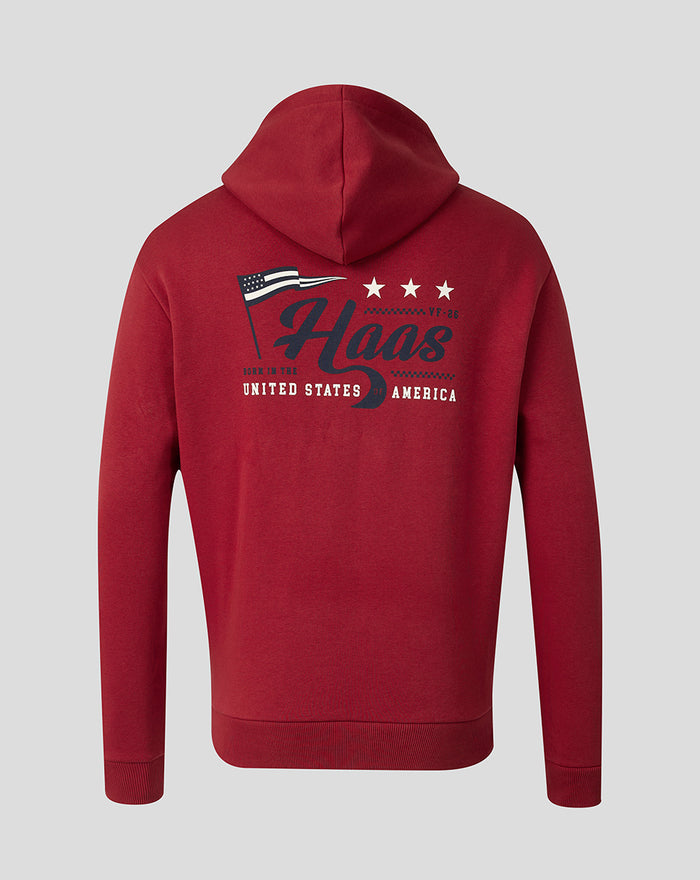 Official Haas Team Unisex USA Flag Hoodie - Red