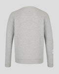 Back view of light grey marl Haas Team relaxed fit sweater with ribbed cuffs and hem.