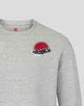 Official Haas Team grey marl sweater with black racing car graphic and red sun on left chest