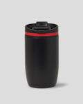 Open-top view of black Haas F1 Team travel cup showing red ring and logo