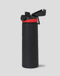 Official Haas Team 750ml water bottle black with red accent ring and center branding