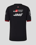 Official Haas Team Junior Personalised Driver T-Shirt - Caviar / Flame Scarlet