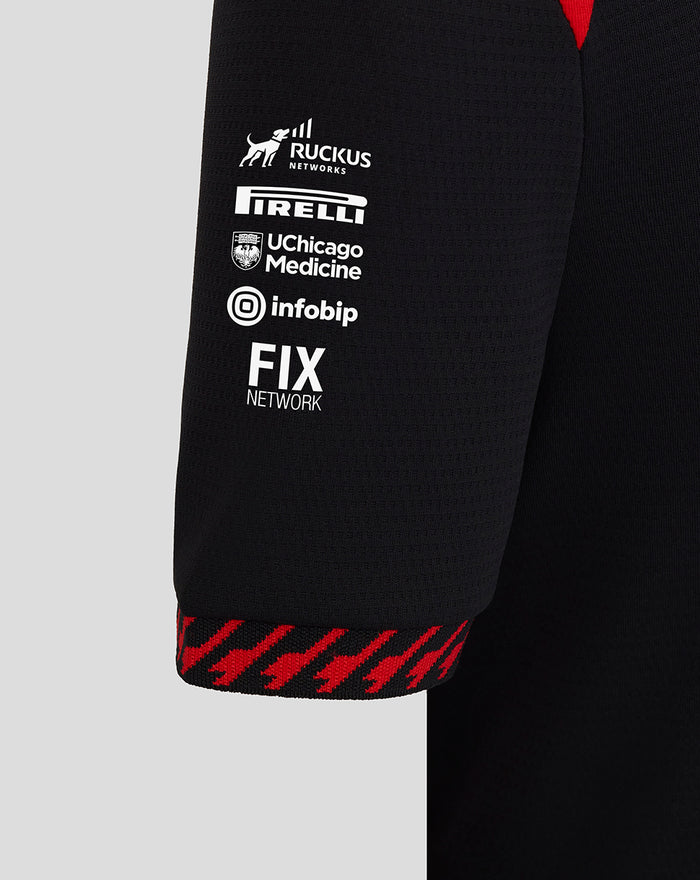 Official Haas Team Junior Personalised Driver T-Shirt - Caviar / Flame Scarlet