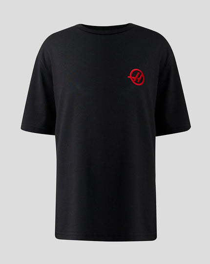 Official Haas Team Junior Monogram Linear Back Graphic T-Shirt - Caviar