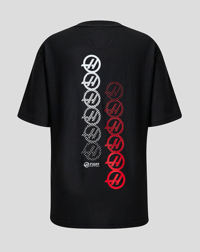Official Haas Team Junior Monogram Linear Back Graphic T-Shirt - Caviar