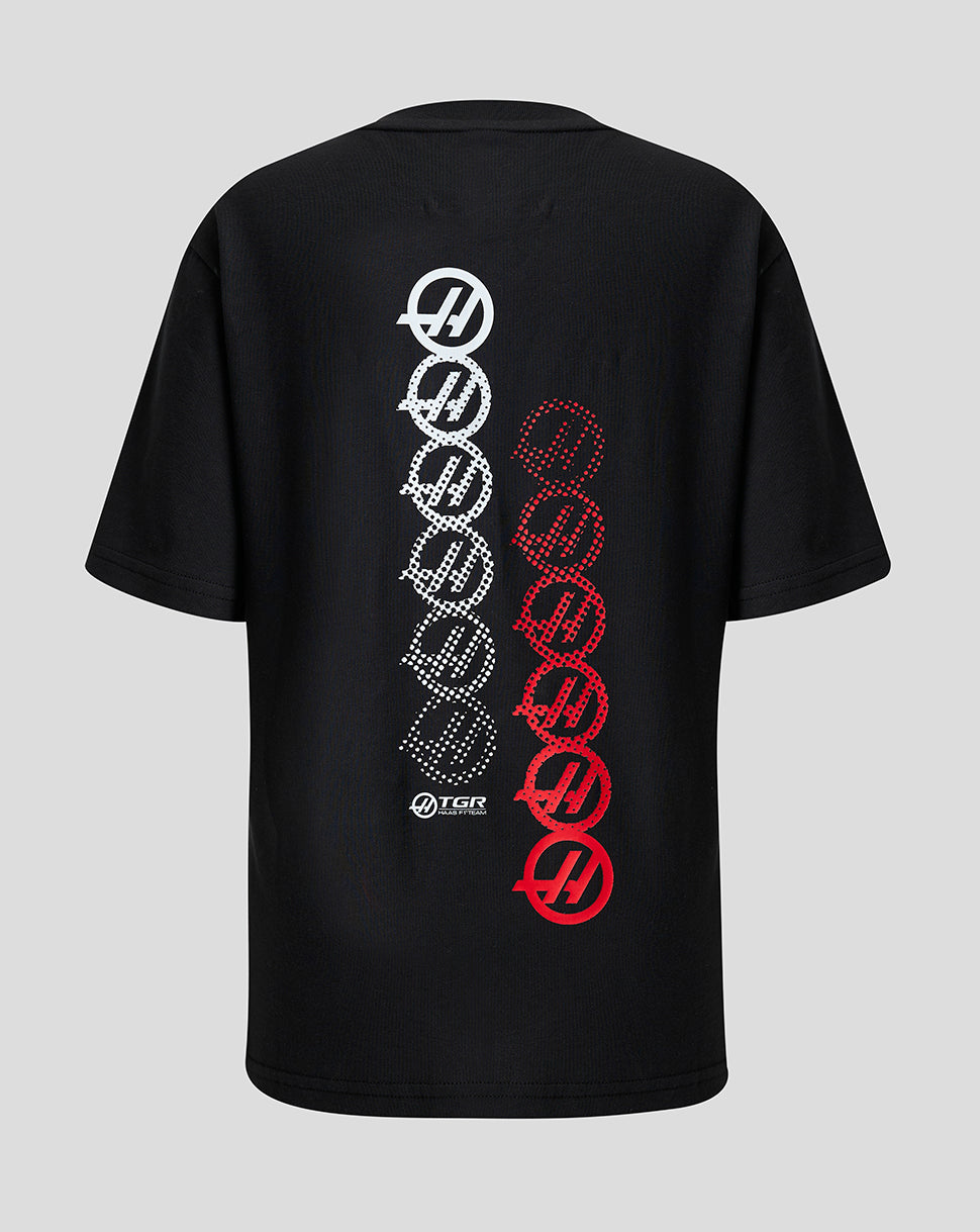 Official Haas Team Junior Monogram Linear Back Graphic T-Shirt - Caviar