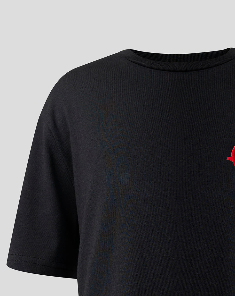 Official Haas Team Junior Monogram Linear Back Graphic T-Shirt - Caviar