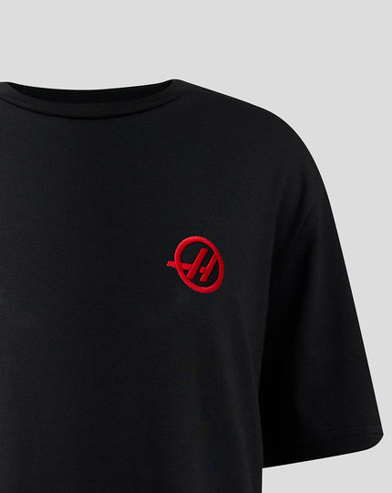 Official Haas Team Junior Monogram Linear Back Graphic T-Shirt - Caviar