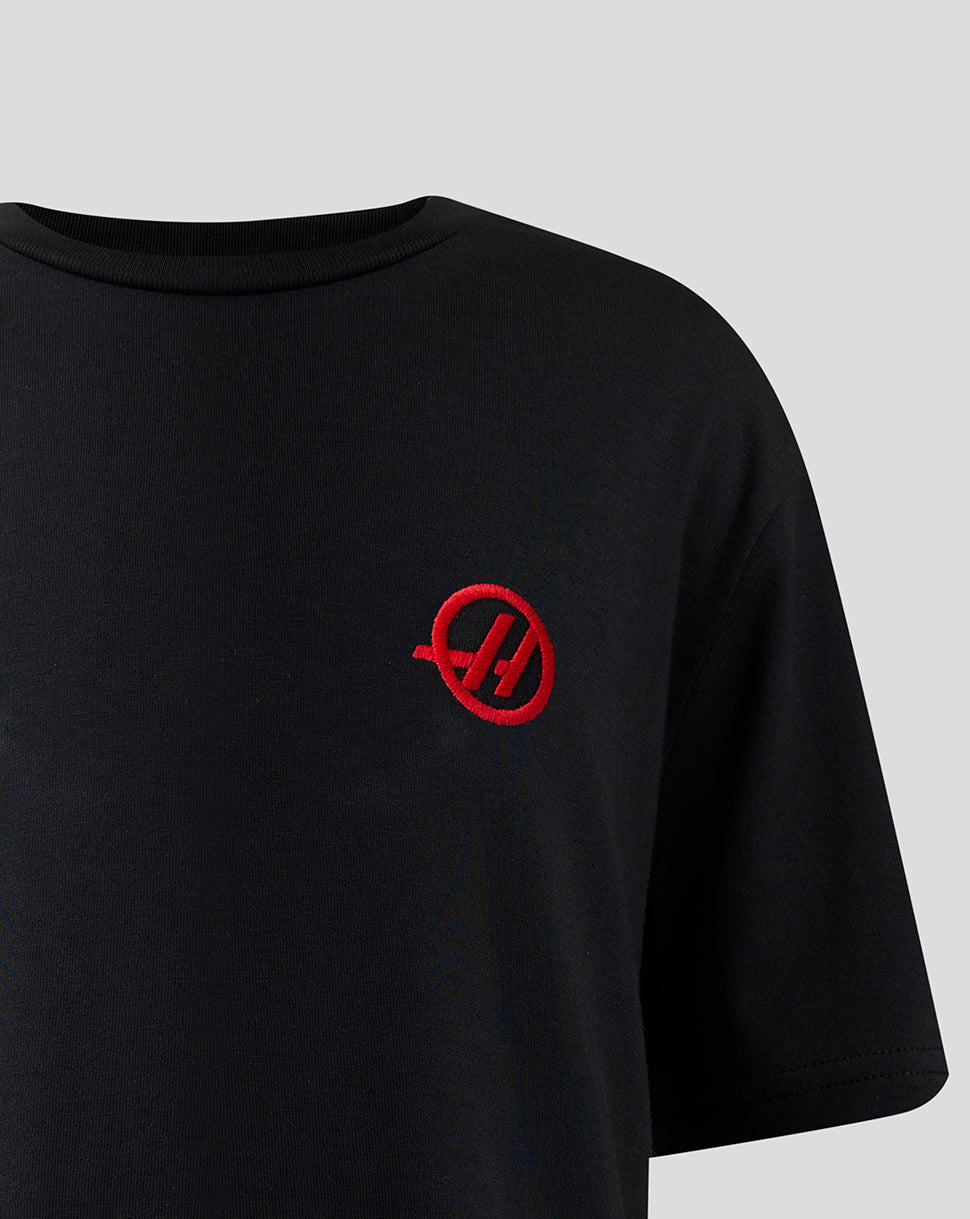 Official Haas Team Junior Monogram Linear Back Graphic T-Shirt - Caviar