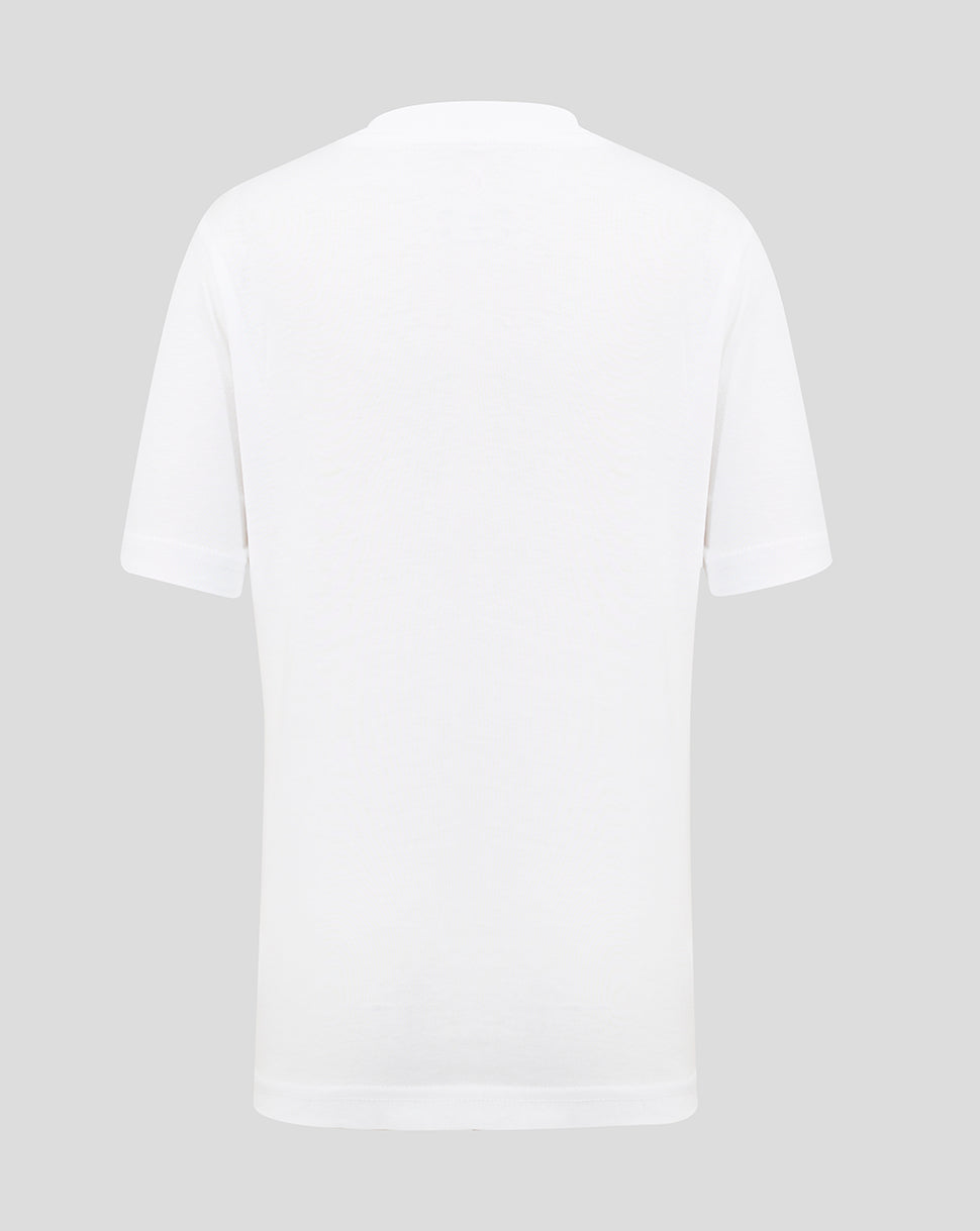 Official Haas Team Junior Full Logo Front Graphic T-Shirt - Bright White