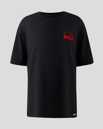 Official Haas Team Junior Full Logo Back Graphic T-Shirt - Caviar