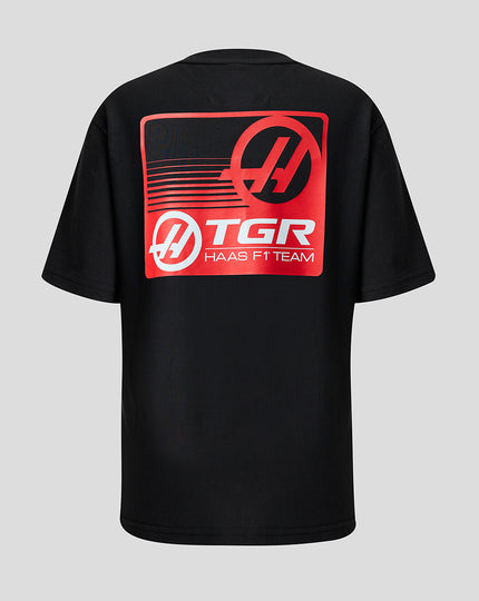 Official Haas Team Junior Full Logo Back Graphic T-Shirt - Caviar