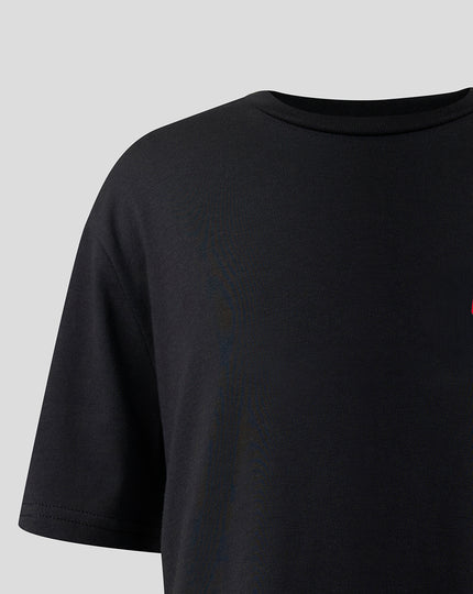 Official Haas Team Junior Full Logo Back Graphic T-Shirt - Caviar
