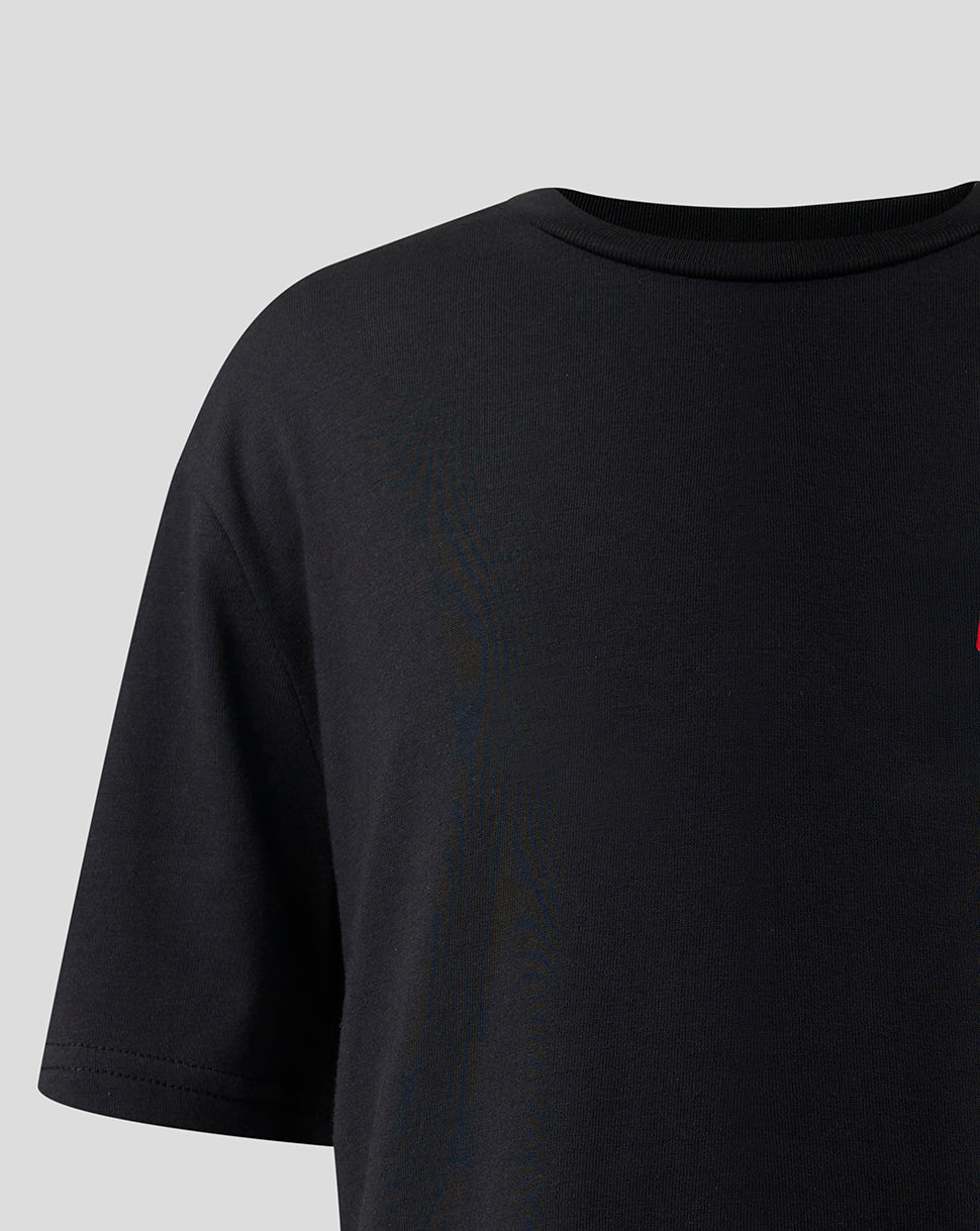 Official Haas Team Junior Full Logo Back Graphic T-Shirt - Caviar