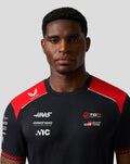 Official Haas Team Men's Personalised Driver T-Shirt - Caviar / Flame Scarlet