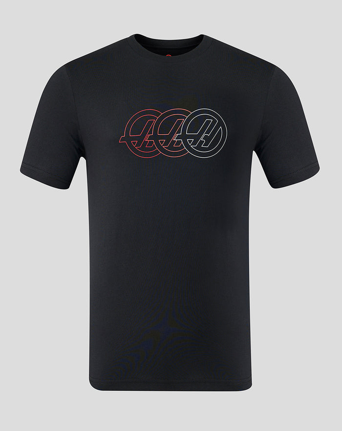 Black Haas Regular Fit Monogram Graphic T Shirt with a bold chest graphic