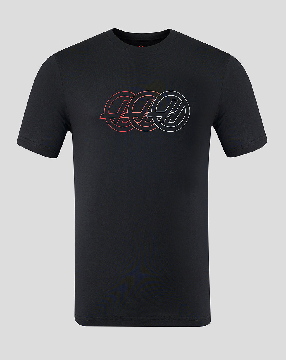 Official Haas Team Unisex Regular Fit T-Shirt Monogram Graphic - Caviar