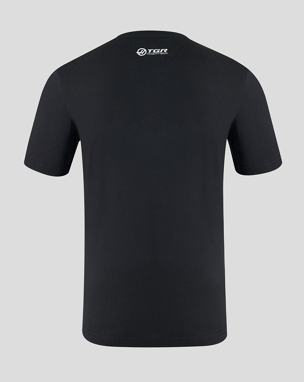 Official Haas Team Unisex Regular Fit T-Shirt Monogram Graphic - Caviar