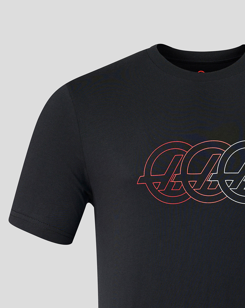 Official Haas Team Unisex Regular Fit T-Shirt Monogram Graphic - Caviar
