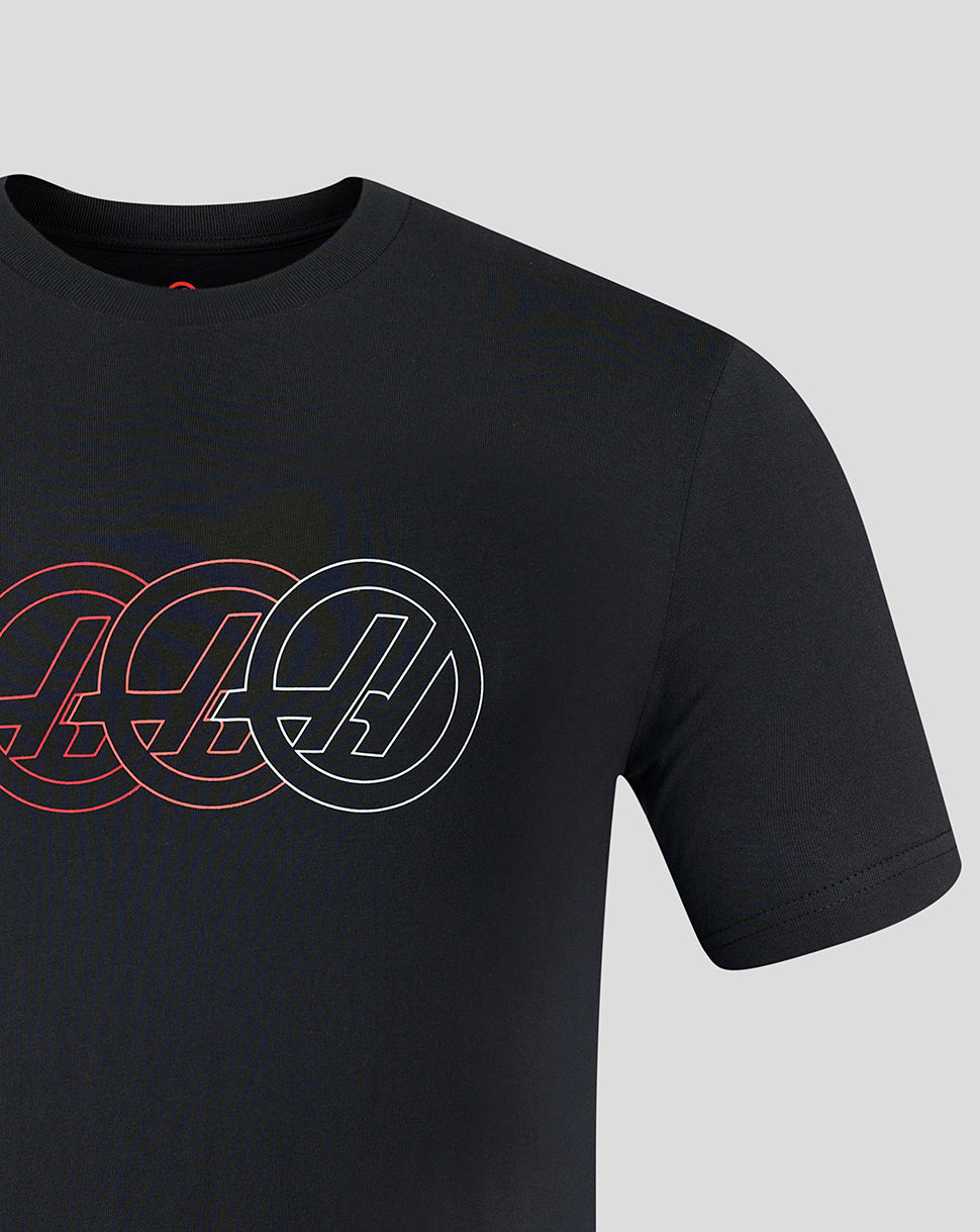 Official Haas Team Unisex Regular Fit T-Shirt Monogram Graphic - Caviar