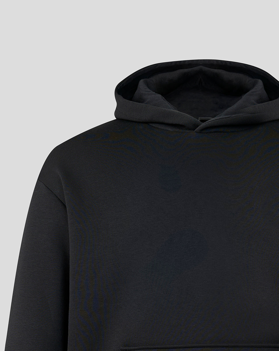 Official Haas Team Unisex Monogram Linear Back Graphic Pullover Hoodie - Caviar