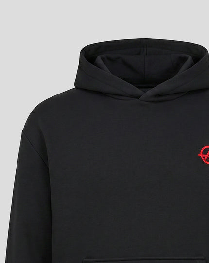 Official Haas Team Unisex Relaxed Fit Monogram Graphic Pullover Hoodie - Caviar