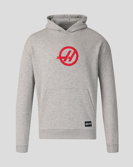 Official Haas Team Unisex Relaxed Pullover Hoodie - Grey Marl
