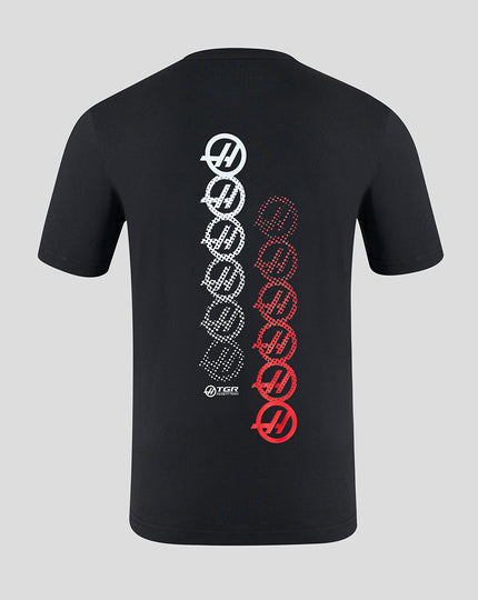 Official Haas Team Unisex Monogram Linear Back Graphic T-Shirt - Caviar