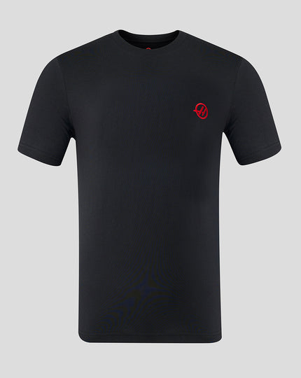 Official Haas Team Unisex Monogram Linear Back Graphic T-Shirt - Caviar