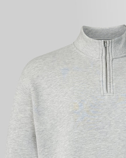 Official Haas Team Unisex Monogram Linear Back Graphic Quarter Zip - Grey Marl