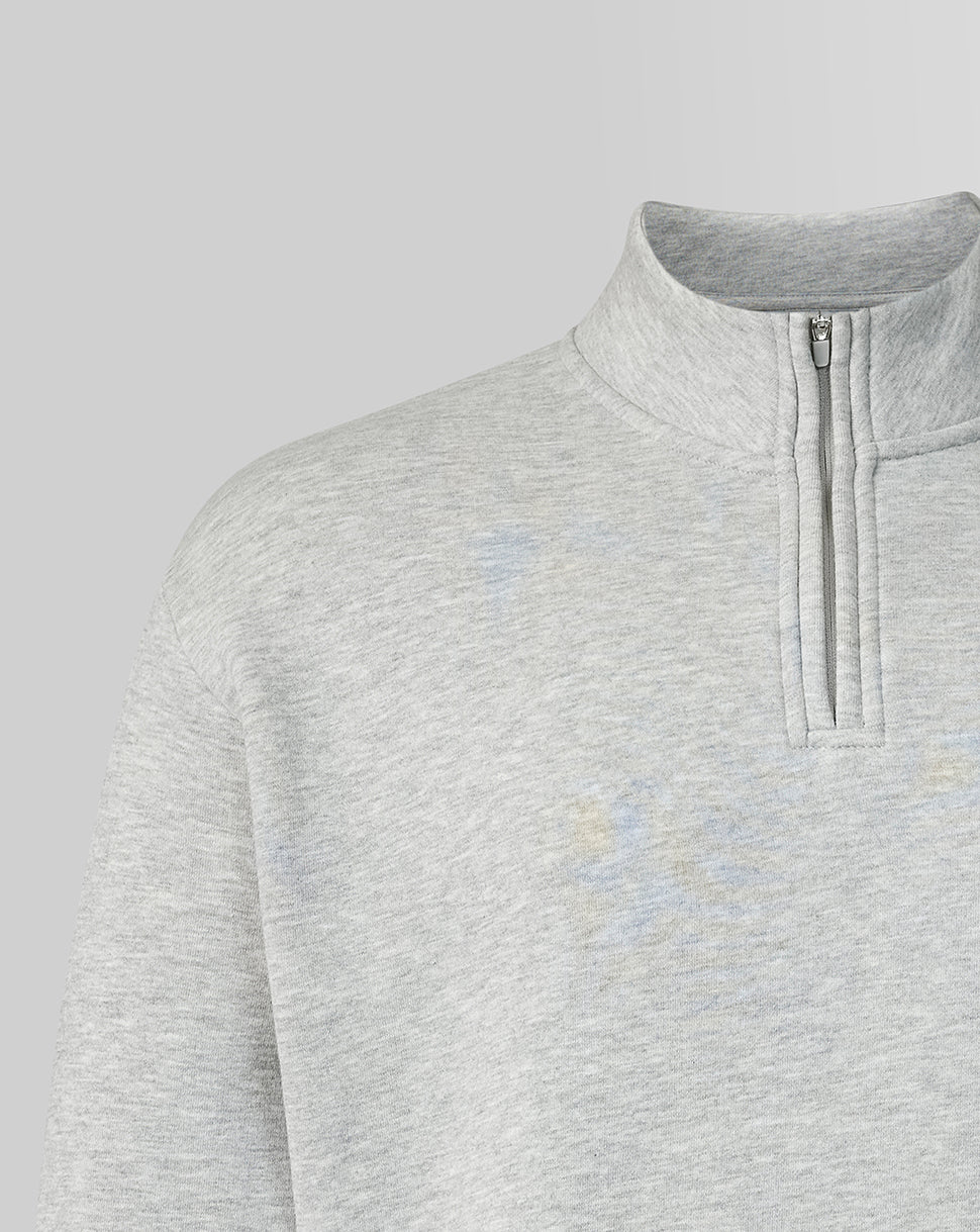 Official Haas Team Unisex Monogram Linear Back Graphic Quarter Zip - Grey Marl