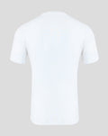 Back view of a white Haas Team unisex regular fit T shirt