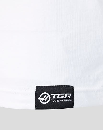 Official Haas Team Unisex Full Logo Front Graphic T-Shirt - Bright White