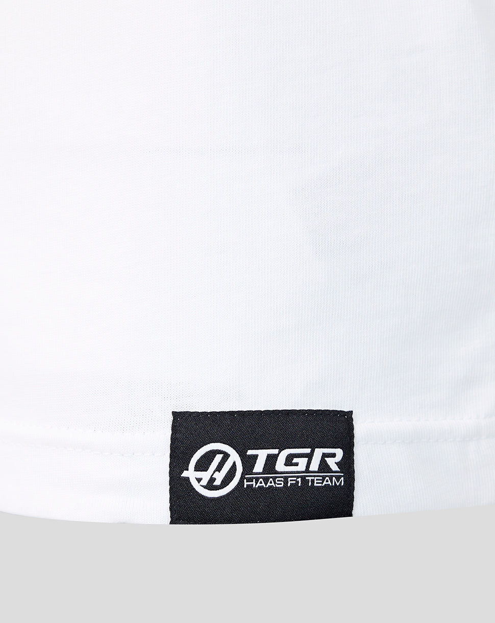 Official Haas Team Unisex Full Logo Front Graphic T-Shirt - Bright White