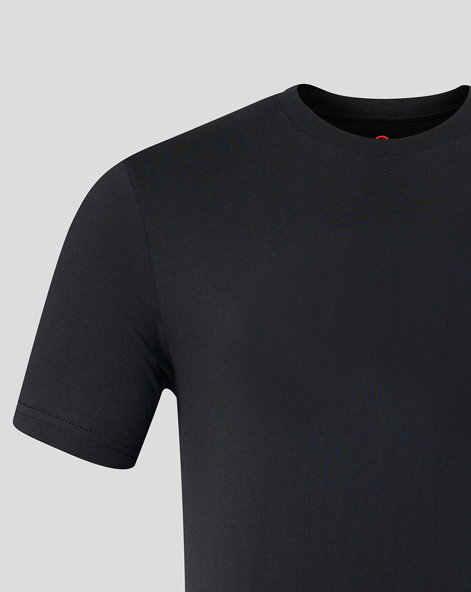 Official Haas Team Unisex Full Logo Back Graphic T-Shirt - Caviar
