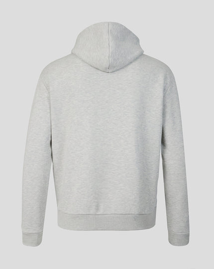 Official Haas Team Unisex Full Logo Front Graphic Pullover Hoodie - Grey Marl