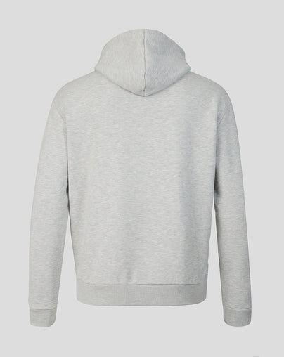 Official Haas Team Unisex Full Logo Front Graphic Pullover Hoodie - Grey Marl