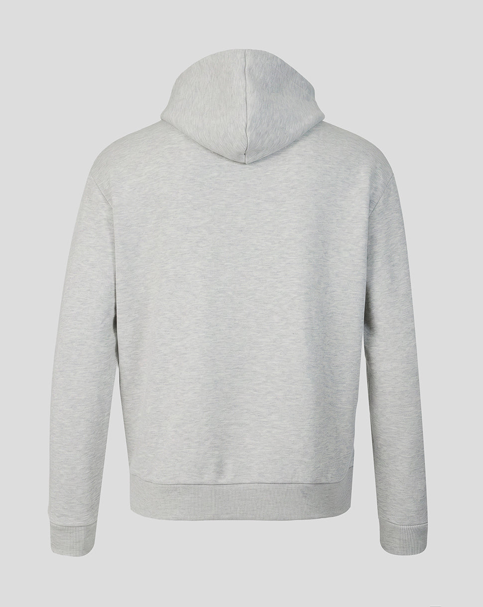 Official Haas Team Unisex Full Logo Front Graphic Pullover Hoodie - Grey Marl