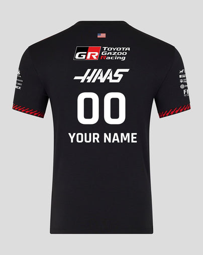 Official Haas Team Women's Personalised Driver T-Shirt - Caviar / Flame Scarlet